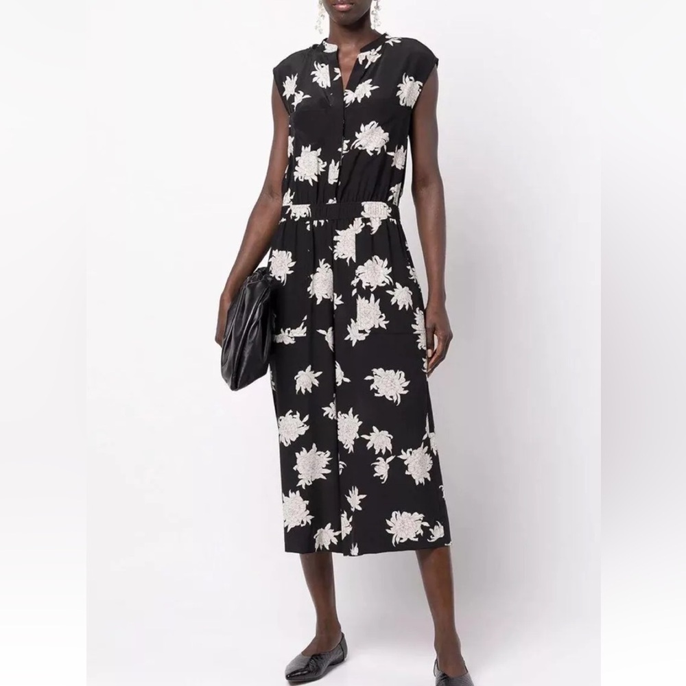 Vince Black and White Floral Jumpsuit